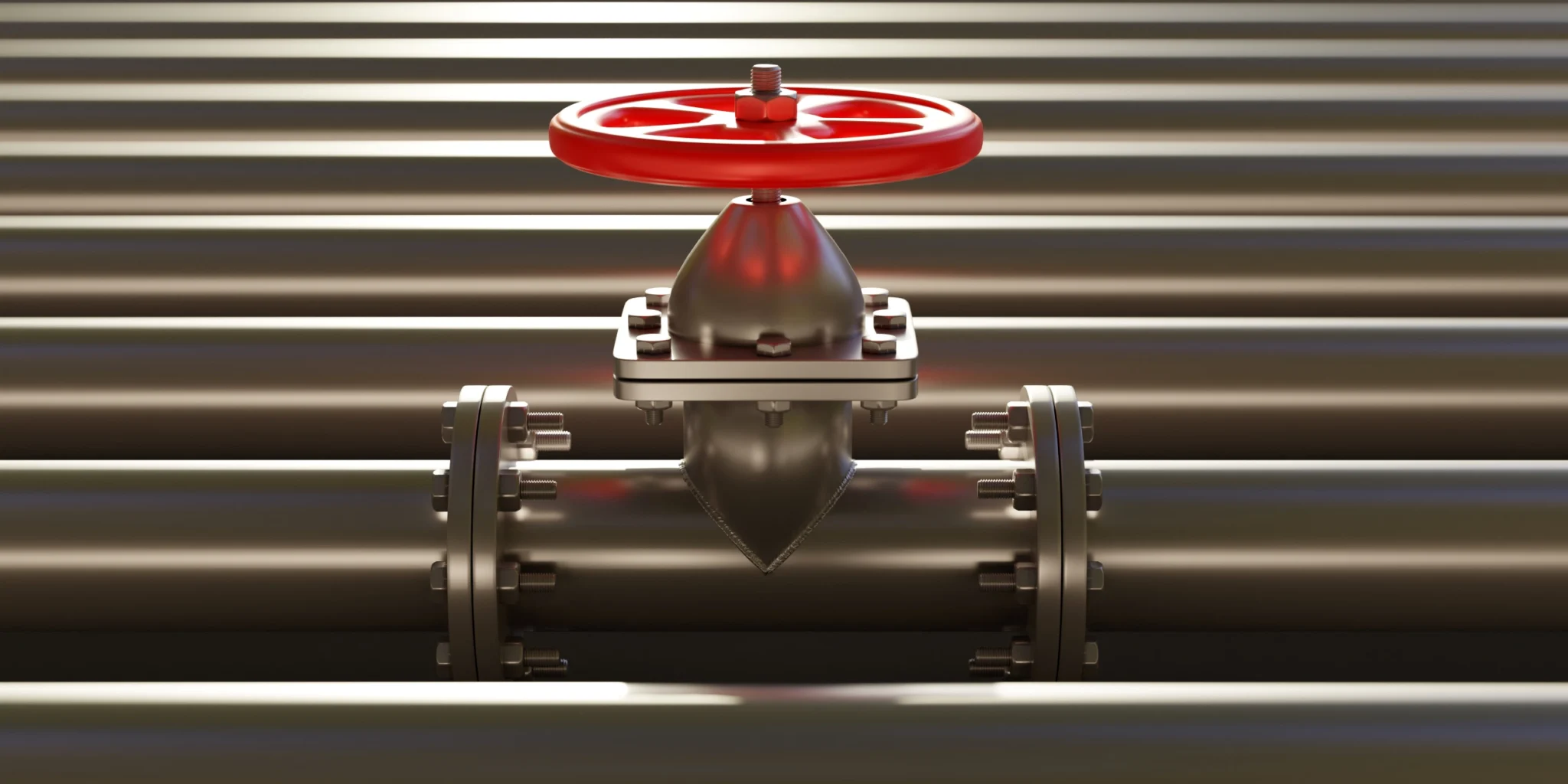 Pipeline mit rotem Ventil